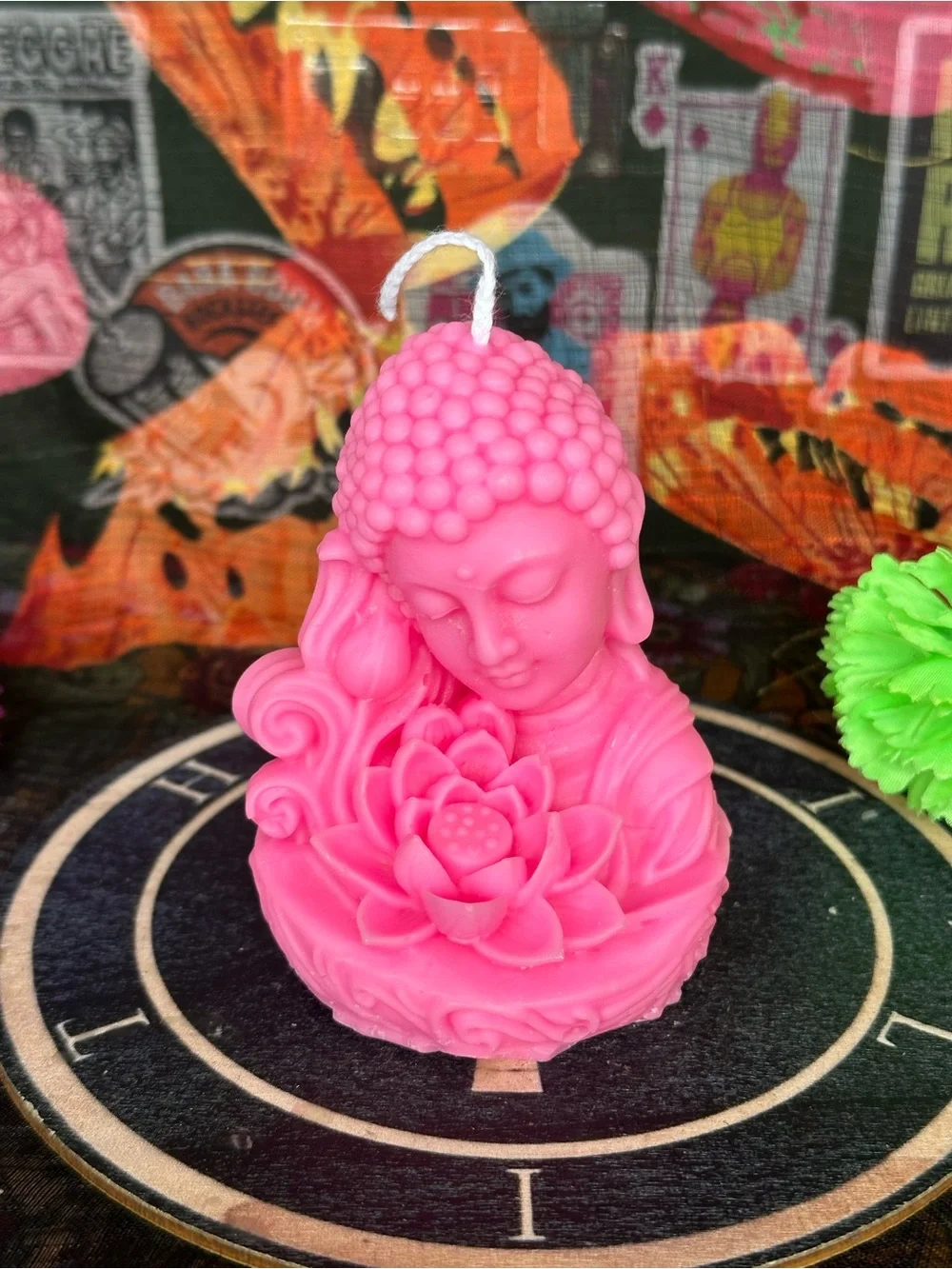 Handmade Pink Buddha Lotus Candle – Spiritual Meditation Decor